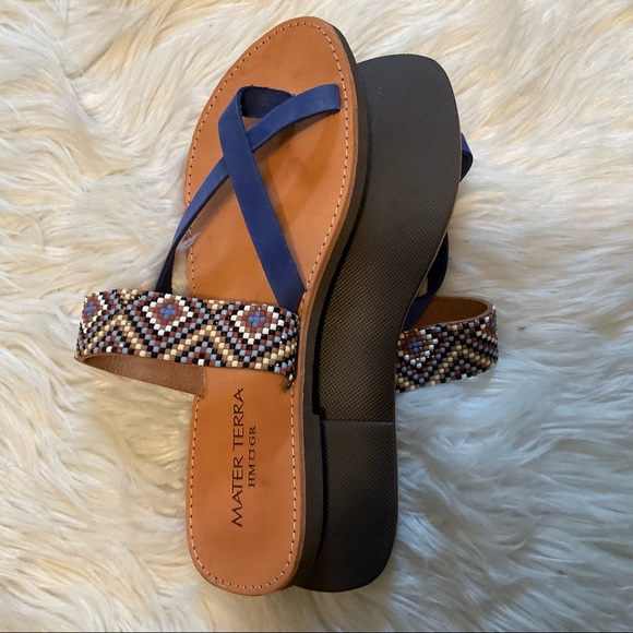 Mater Terra Boho Southwestern Aztec Greek Handmade Sandals Size 39 (US 8) - Picture 4 of 6